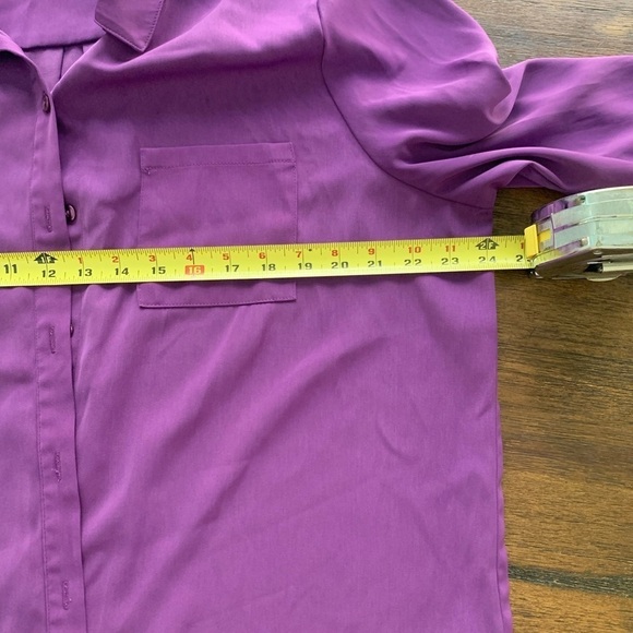 Susan Graves Silky Purple Button Down Blouse Sz 16 Sexy CEO City Girl Boho Vibes - Picture 9 of 11